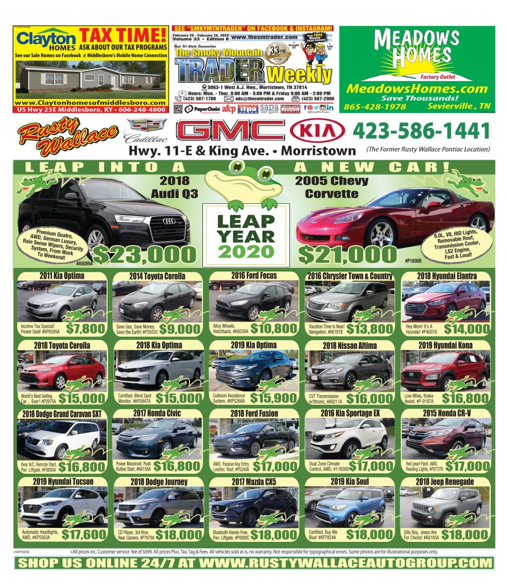 SmkyMtnTrader's tweet photo. Be sure to check out the February 20, 2020 issue of The Smoky Mountain Trader which features Rusty Wallace Auto Group on the front. #RustyWallaceAutoGroup #SmkyMtnTrader https://t.co/mcc16kRyVG https://t.co/qyU9uJU0Mi