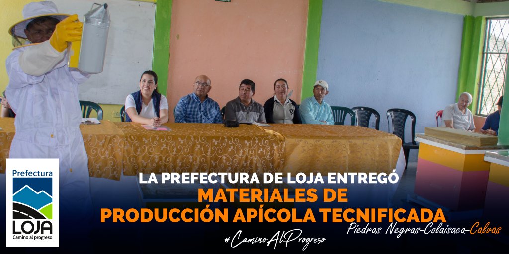 prefecturaloja's tweet photo. 🐝#LojaProduce | IMPULSAMOS LA #ProducciónApícola en CALVAS.
La #PrefecturaDeLoja en convenio con @gobiernocalvas y @GADPC, entregaron materiales Apícola con participación de #Ecuasuiza, a 18 familias de la Asociación #ACEPAAC.
📌 Barrio #PiedrasNegras - #Colaisaca - #CALVAS. https://t.co/KcjcbRj90m