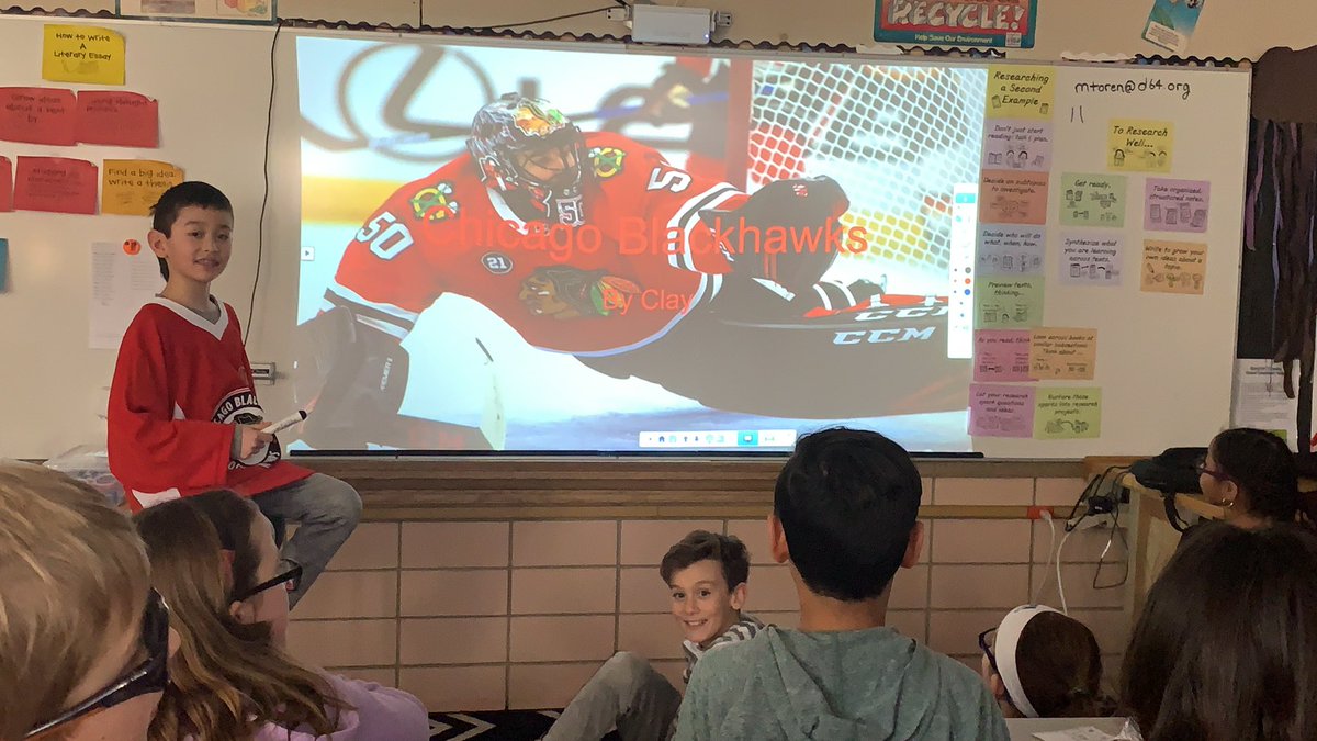 Clayton is passionate about the <a href="/NHLBlackhawks/">Chicago Blackhawks</a>   He just presented his #passionproject on them. #cawow #engaged64