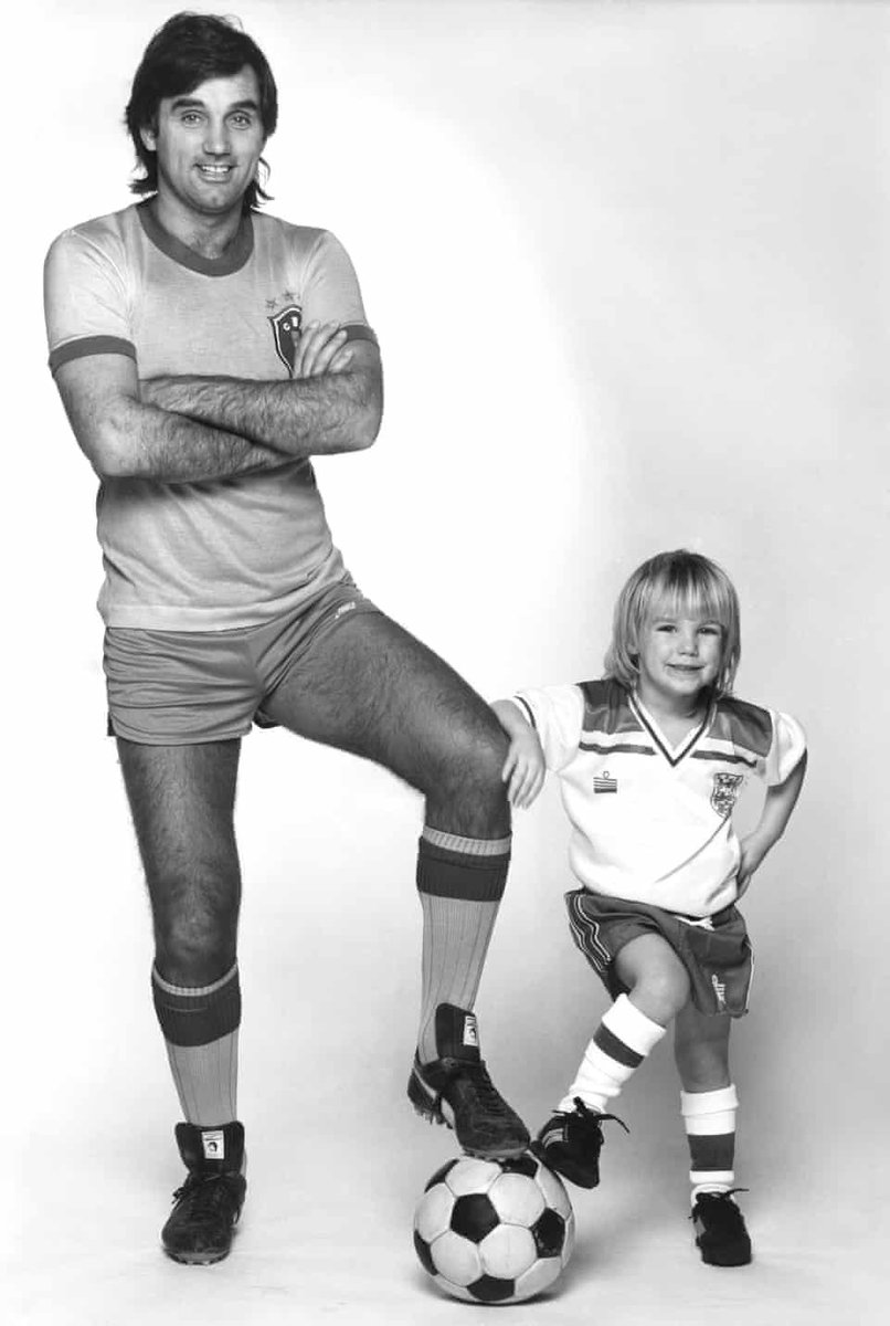 George Best and his son @CalumBest, then 3 years old, during a 1984 studio shoot. “He already knows a thing or two about football,” said George. “Ask him who’s the best, and he’ll say dad!” 👹🙏🏼🙌🏼