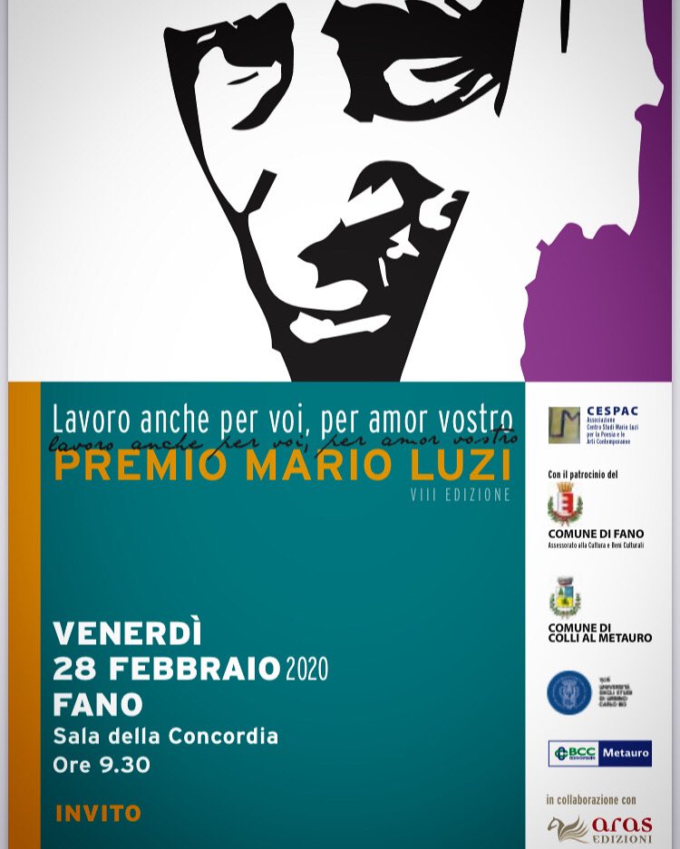 “Lavoro anche per voi, per amor vostro.” Venerdì 28 febbraio ore 9:30 premiazione presso Sala della concordia del <a href="/comunefano/">Comune di Fano</a> 

 #marioluzi #premio #fano #pesaro #urbino