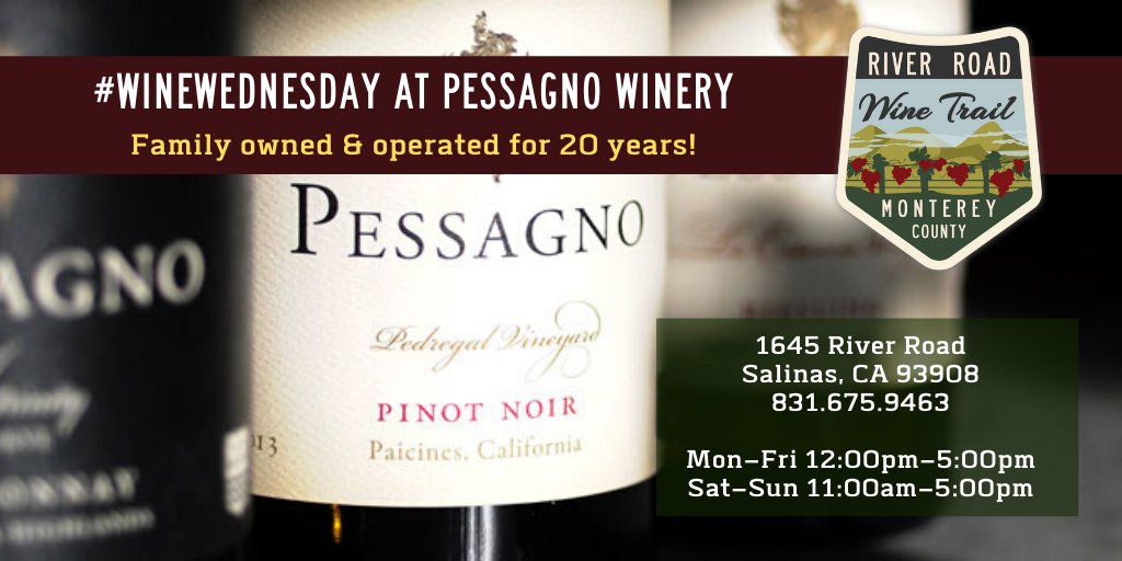 River Road Wines (@riverroadwines) on Twitter photo It's #winewednesday along the trail and today we are stopping by Pessagno for some of their bold reds, luscious whites and even a rich port! Come join us along the trail!
#riverroadwinetrail @winecountrythismonth @winecountrythisweek @seemonterey@montereywines <a href="/PessagnoWine/">Pessagno Winery</a> It's #winewednesday along the trail and today we are stopping by Pessagno for some of their bold reds, luscious whites and even a rich port! Come join us along the trail!
#riverroadwinetrail @winecountrythismonth @winecountrythisweek @seemonterey@montereywines <a href="/PessagnoWine/">Pessagno Winery</a>