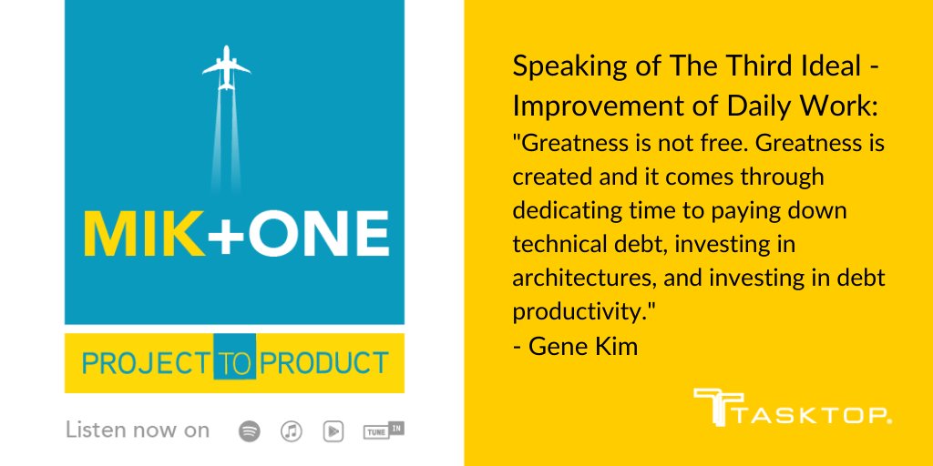 Tasktop's tweet photo. “Greatness is not free.” Another incredible discussion between @mik_kersten and @RealGeneKim for the second part of their conversation in #MikPlusOne 
https://t.co/r0SMlcL7UE https://t.co/Bsa7qAm0U9
