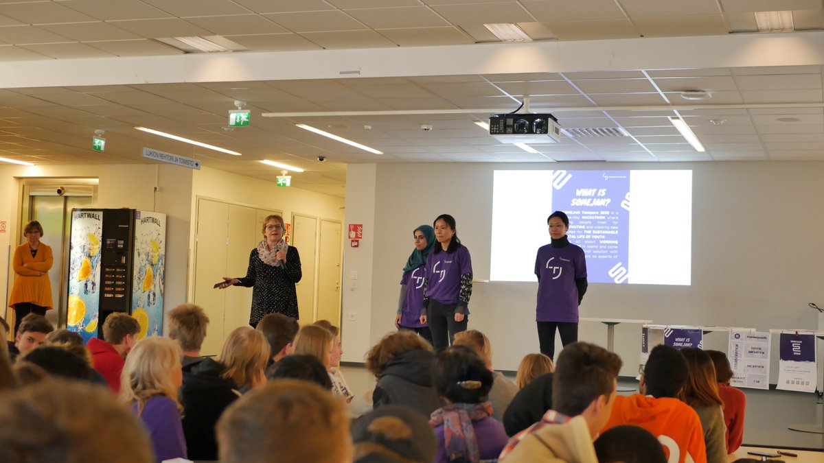 SomeJamFi's tweet photo. Somejam 2020 team met all students in the Tampereen Teknillinen lukio ! Led by professor Sirkku Kotilainen, the organizing team of PHD and Master students from Tampere University introduced the program to the students.
#somejamtampere #somejamfi #somejam2020 https://t.co/KEMcT9hBdR