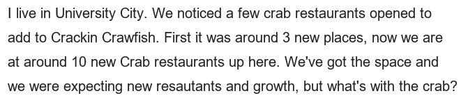 erinkeever_'s tweet photo. We received this question from a @WFAE listener. I have wondered the exact same thing! What's with all the crab? 
(cc: @nickdelacanal) #FAQCity https://t.co/jDQfZ4g0tu