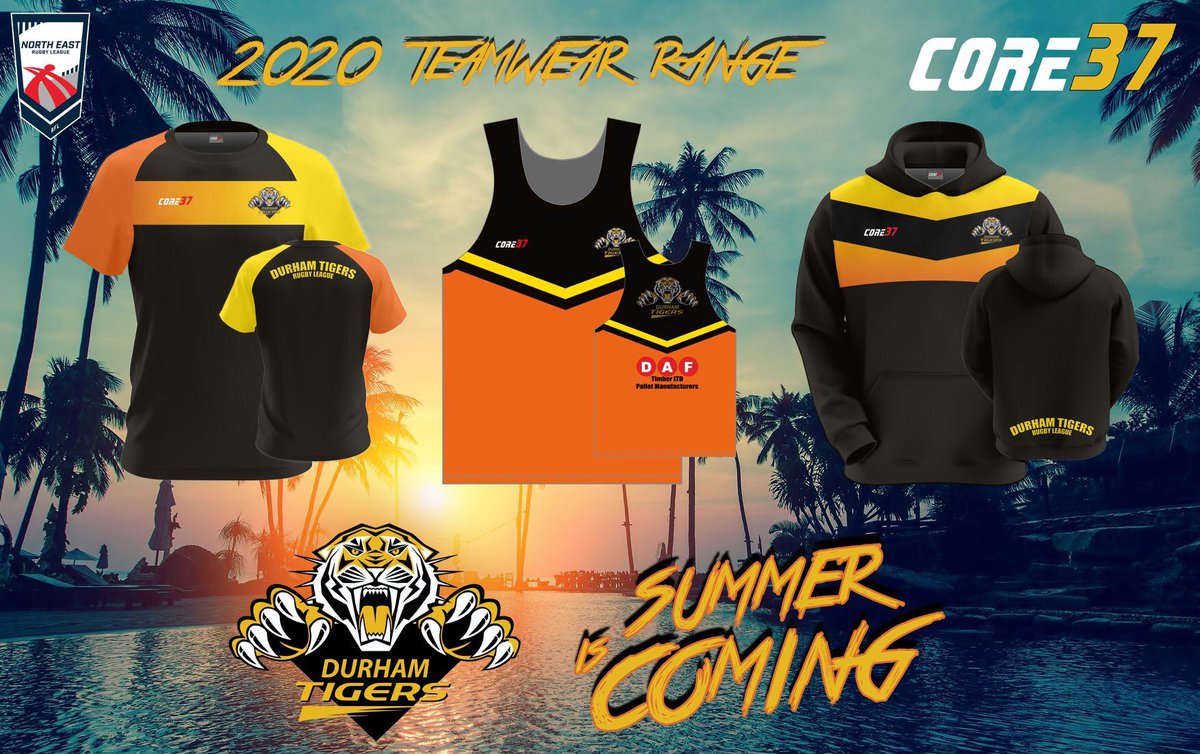 Durham Tigers #RugbyLeague 2020 Leisure Wear! #SummerisComing <a href="/NorthEastRL/">NE Rugby League</a> <a href="/TheRFL/">Rugby Football League</a> <a href="/ThunderRugby/">Newcastle Thunder</a> Details to purchase Coming soon! 🌞 😎 #summerRugby #stashday