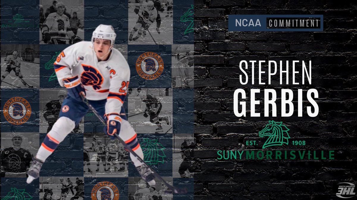 The <a href="/NA3HL/">NA3HL</a> <a href="/negenerals/">Northeast Generals</a> Captain <a href="/sgerbis7/">Stevie</a> has committed to play <a href="/NCAAIceHockey/">NCAA Ice Hockey</a> at <a href="/Morrisvillehky/">Morrisville Hockey</a>!  Stevie is 2nd in the <a href="/NA3HL/">NA3HL</a> in points with 94! #GensFamily 
generals.na3hlleague.hockeytech.com/595-2