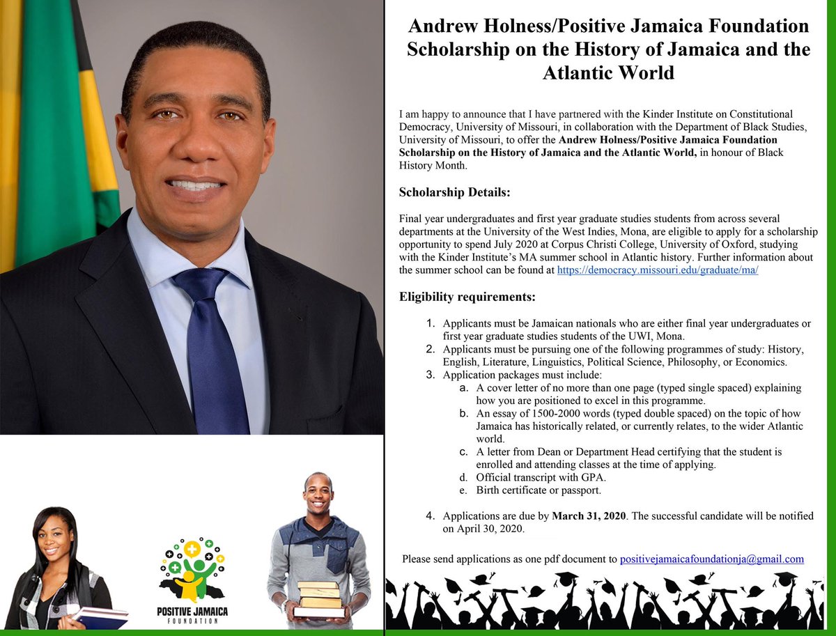 PositiveJamaic1's tweet photo. Andrew Holness/Positive Jamaica Foundation Scholarship. https://t.co/lfh44rXgCl