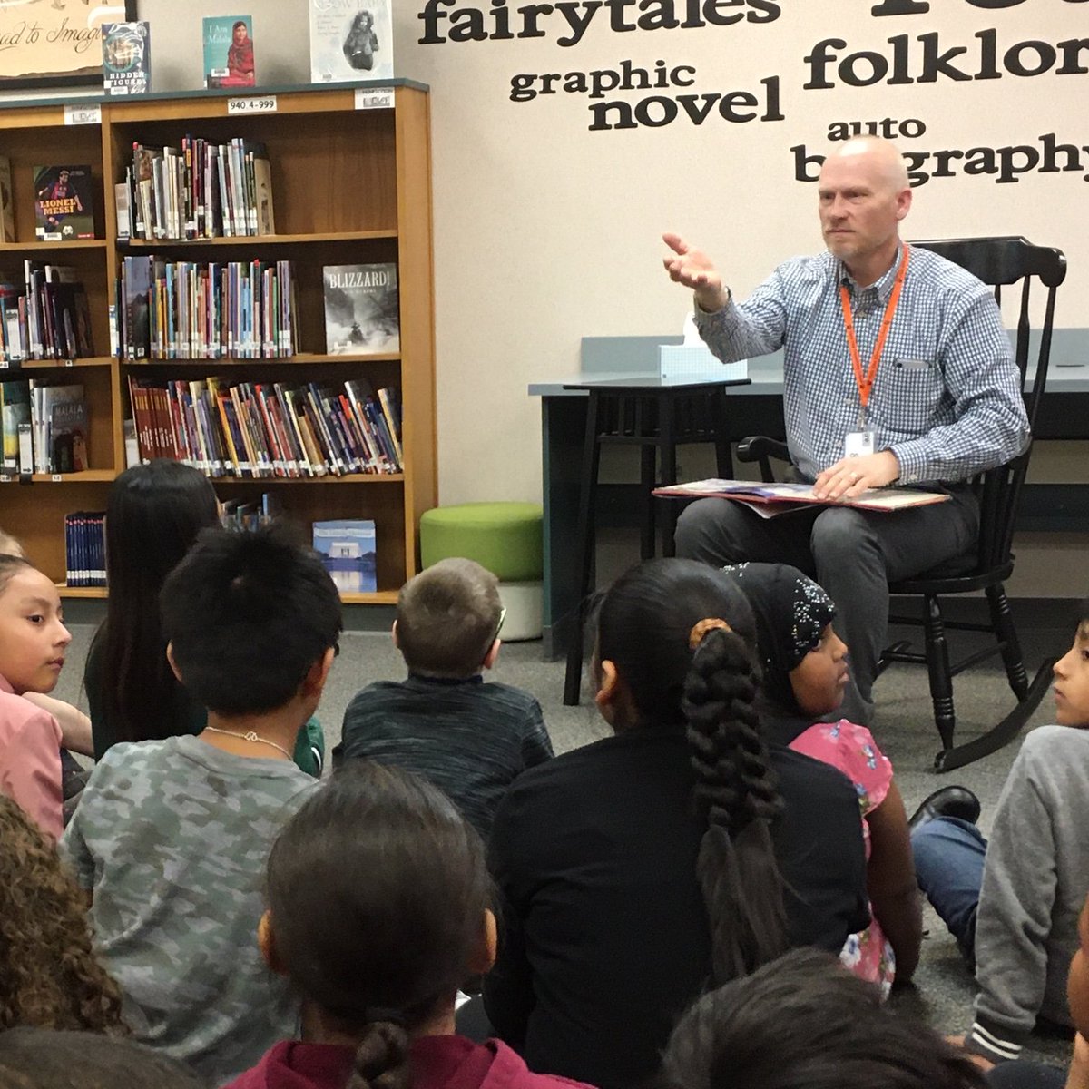 CermakMrs's tweet photo. Principal @jnepsund_VVelem engaged PreK-5th grade students with fun interactive read-alouds to show that he, too, is Wild about Reading! #ilovetoreadmonth #wearevistaview @ISD191 https://t.co/L4IPLpd0jc