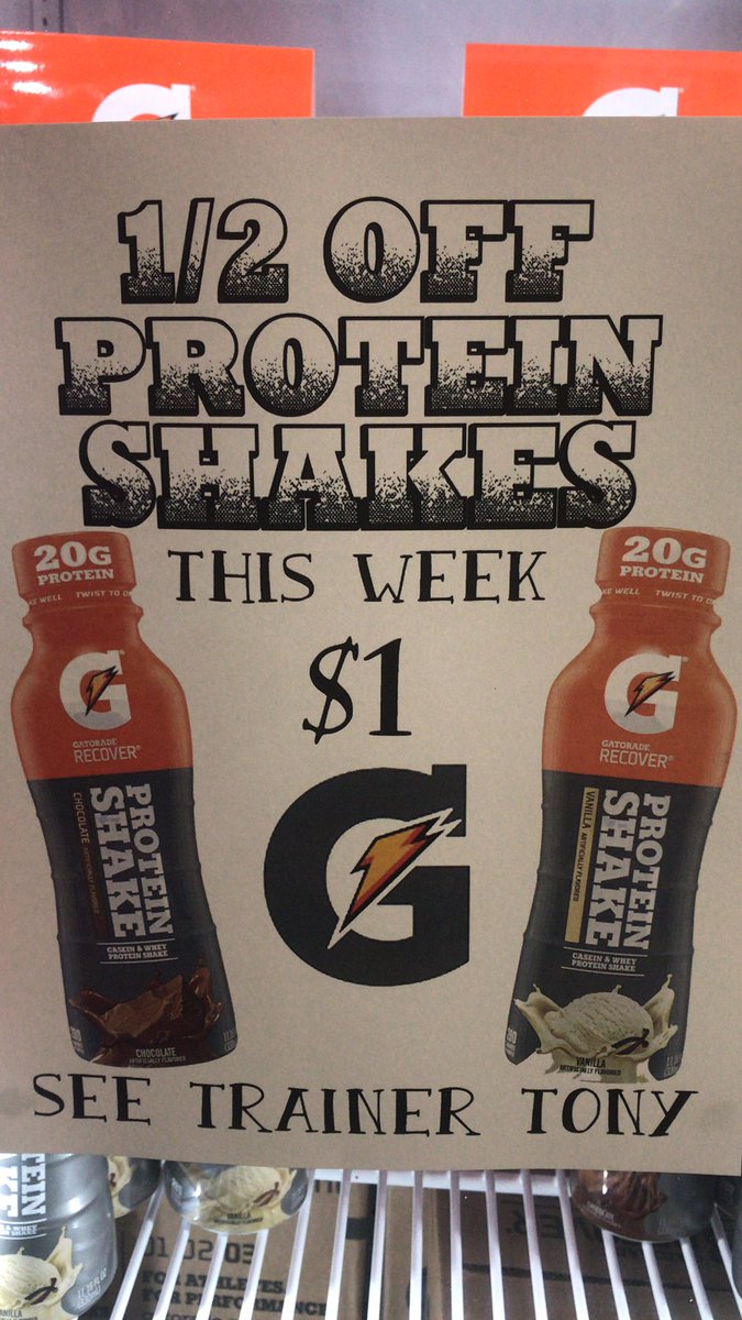 GingerbeardATC's tweet photo. If you love getting your recovery from @Gatorade protein shakes, then youโll love this 1/2 off shakes the rest of the week #workhard #recoverhard @hornethoopsquad @NCHSHornetteSB @XC_nchs @NchsFans https://t.co/erNZuayA1Z