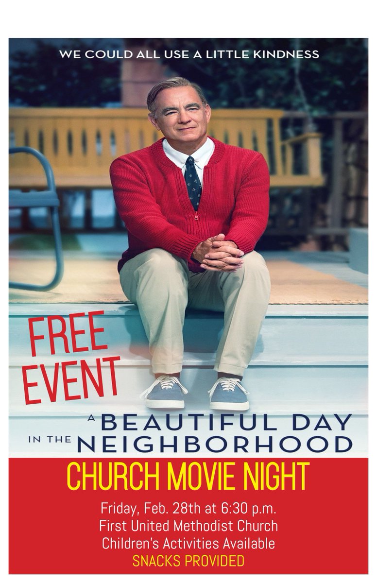 CC_FUMC's tweet image. It's going to be so much fun! Hope to see you there!
#myccfumc #churchmovienight #misterrogers