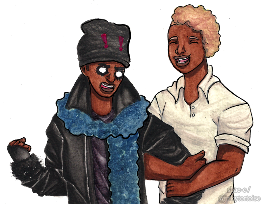InkyTortoise's tweet photo. Eric and Tim continue their adventure of learning how to be adversaries. Eric learns flustering angels is harder than it looks.
Check out chapter 11 of @vol_ctrl wonderful fic early here: https://t.co/2UZdwVNBQn
( #goodomens #goodomensfanart #internfromhell #disposabledemon ) https://t.co/MfJW91eK8v