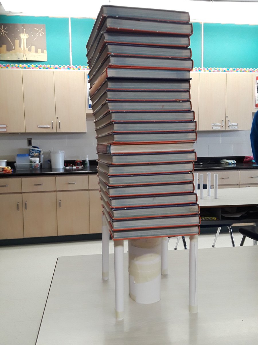 MsChan905's tweet image. Task: Create a structure that can support a stack of textbooks 20cm above the table. Today&apos;s record was 30+! 
.
#structures #structuralfailure #forcesactingonstructures #middleschoolscience #handsonlearning #STEM #STEAM #Rjleeproud @rjlee_ps @lisanhart13 @PeelSchools
