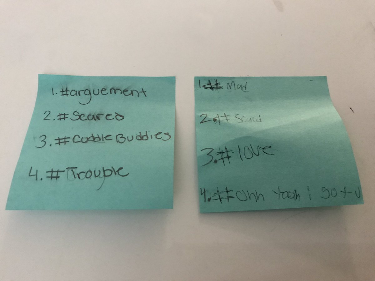 ICOACHWiley's tweet photo. T.H.R.I.V.E. strategy in progress @McNairFCS Students using HASHTAGS to capture comprehension and character interactions (RL3) Thanks you @Kaylor862 and Mrs. Cook-Bailey for immediate execution. @maddenjthomas00 @A_WillRobinson @MsC_Cohen https://t.co/PkGrPXXlAD