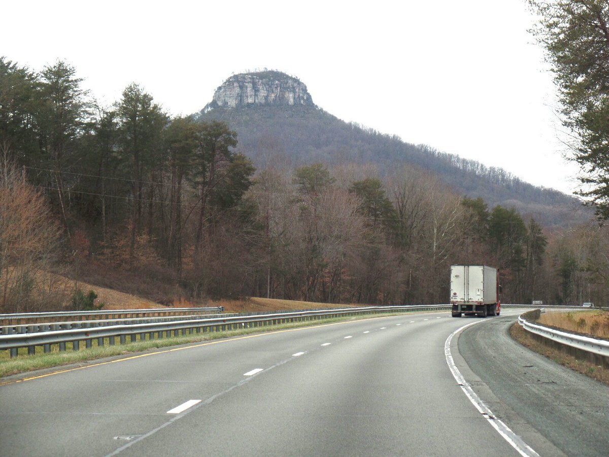 Today heading north on highway 52 out of from Winston Salem you can see
Pilot Mountain, North Carolina in the distance.  
#pilotmountain #NorthCarolina