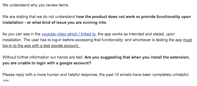 GetPointApp's tweet photo. @DotProto I have been endlessly emailing CWS trying to understand why and how the extension is not working for them but NO ONE is replying with any information cc @ChromiumDev https://t.co/ZE5IuBMAle