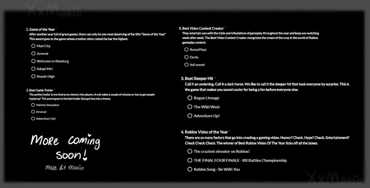 Underrated Makio On Twitter Let S See What You Ll Vote For Bloxyawards So Far You Can Fill In The Bubbles For Your Answers And Reply This Tweet If You Want - twitter roblox rogue lineage trial Underrated Makio On Twitter Let S See What You Ll Vote For Bloxyawards So Far You Can Fill In The Bubbles For Your Answers And Reply This Tweet If You Want - roblox rogue lineage trial