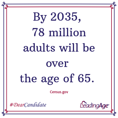 LeadingAge's tweet photo. #DearCandidate, we urge you to discuss issues that affect older adults and their families. By 2035, there will be 78 million older Americans that need support and services. @JoeBiden @PeteButtigieg  @amyklobuchar @BernieSanders @ewarren @Mike2020 #2020election #LeadingAgeVoice https://t.co/3RDDa2n2sw