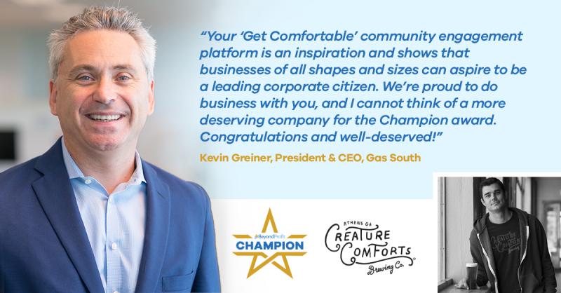 GasSouth's tweet photo. Congratulations to our friends at Creature Comforts Brewing Co. for winning the @go_BeyondProfit champion award⭐! Learn about all of the great work the @creaturebeer team his been doing here: https://t.co/i2XO38Viov
#craftbeer #creaturecomfortsbrewingco #BeAFuelForGood https://t.co/I60SC9F3CA