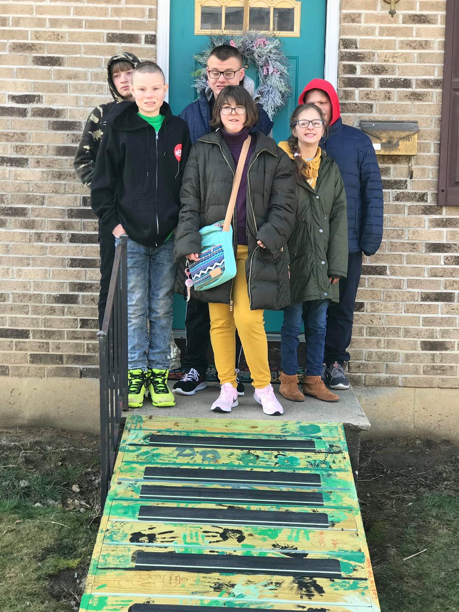 AdamClary7's tweet photo. With the help from “My Mother’s Daughter “, Ludlow students involved in the Community Work Program  designed and built a personalized wheelchair ramp for one of their classmates ! Ask yourself if you made a difference in someone’s life today.I know this group did! @ludlowschools https://t.co/hePAkKkb18