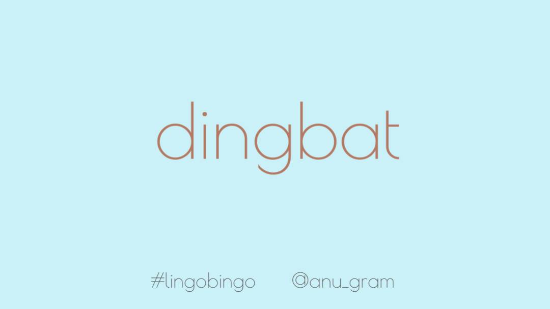 Late entry today, picked the silly sounding 'Dingbat'It means both a silly, empty-headed person, and also refers to symbols in character set that are not letters, numbers or punctuation #lingobingo