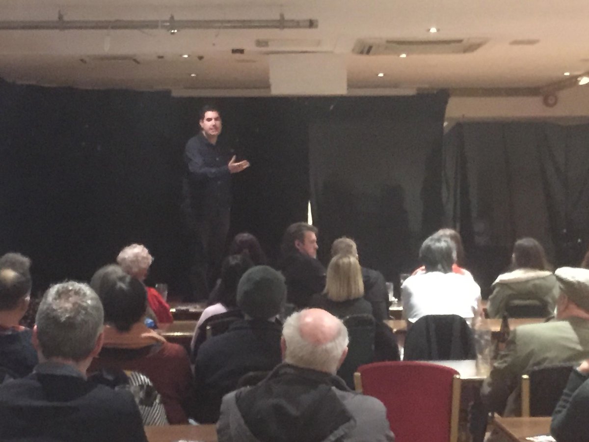 ChorltonSC's tweet photo. Packed room tonight to hear @RichardBurgon make his case to be Deputy Leader of the Labour Party. Fantastic speakers before him, and Richard was relaxed, funny, and spoke with real clarity &amp; conviction about his politics. 

Thanks so much to Richard and everybody else for coming! https://t.co/3qc74MGTfj
