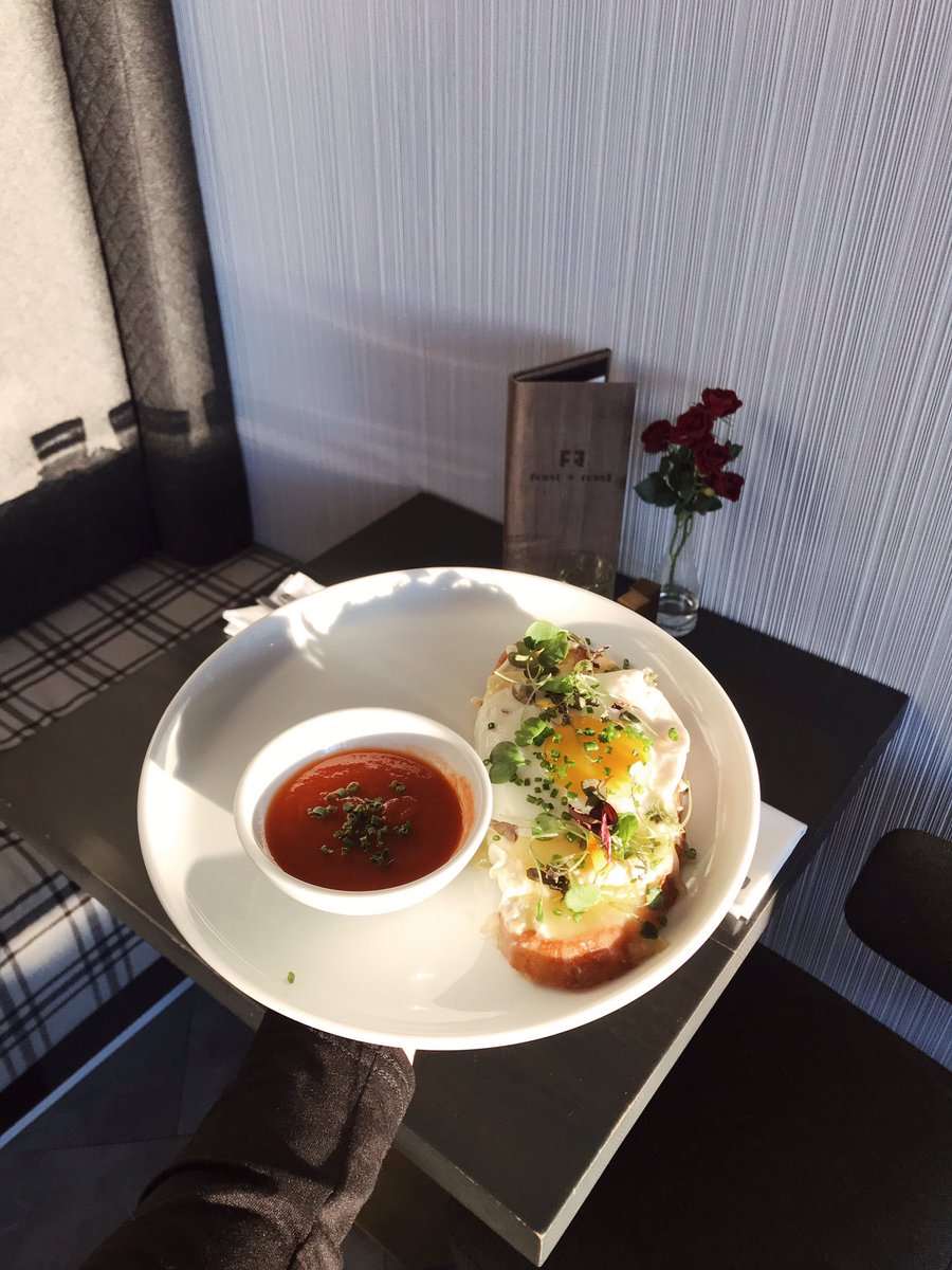 Cheesy toast. White truffle cream cheese and Sauvagine cheese with a fried egg and side of The Ketchup Project for dipping.