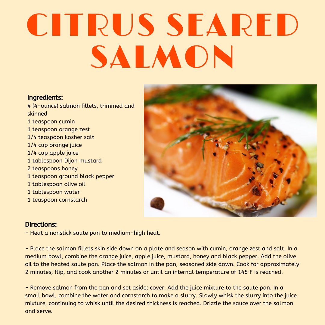 ElizabethScovil's tweet photo. We know this is not our typical #WellnessWednesday post, but this Citrus Seared Salmon Recipe was waaaay too good to pass up! https://t.co/15tr87WEv8