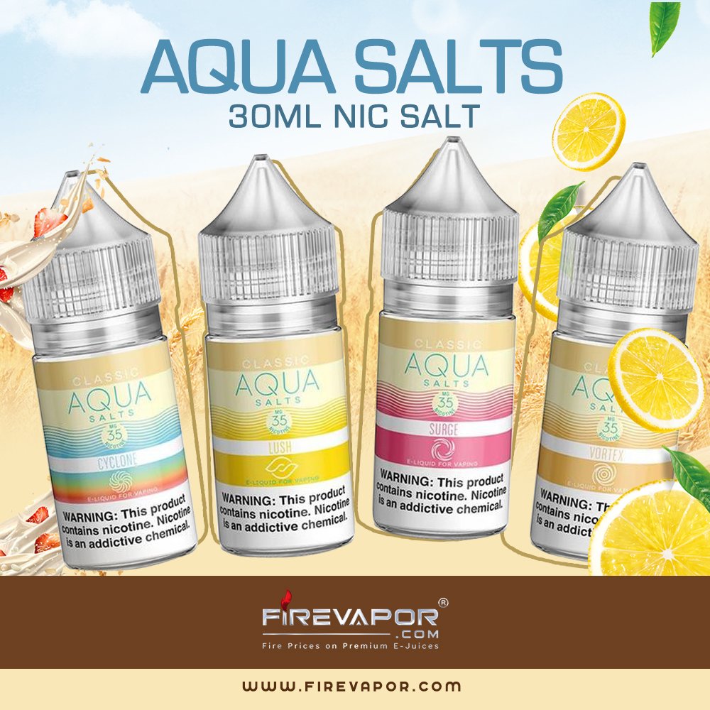 FireVapor's tweet photo. Aqua Salts Collection -- 30ml Nic Salt Vape Juice  💦

#FireVapor #VaporLive #Vaping #Vape #ELiquid #VapeJuice #Ejuice #BestVape #BestVapes #BestVapeShop #VapeShop #VapeAddict #VapeLikeaBoss #VapeAllDay #VapeEveryday https://t.co/FqMsoeZM4c