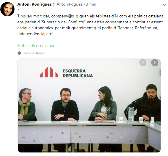 AntoniRdguez's tweet photo. ||*||
No sé, company@s, si haveu caigut en un 'detall' important q es deriva d les accions dels líders d'ERÑorda (abans @Esquerra_ERC ) i en especial d @gabrielrufian i @junqueras, es clar: NO volen #Catalunya pels catalan@s . . . la volen per ell@s
#cdrenxarxa #FemXarxa #CDR20 https://t.co/z6m67cSvf3