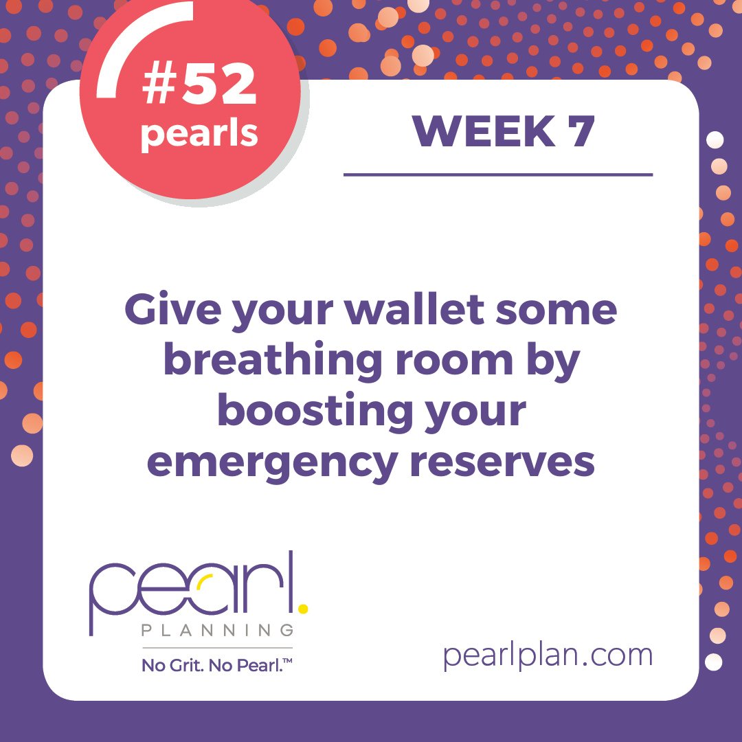MelissaJoyCFP's tweet photo. #52Pearls Week 7: Do you have 3-6 months of cash on hand? Boosting reserves can increase financial health and reduce anxiety. Set incremental goals to reduce discouragement and boost odds for success. #52FinancialPearls #Cash #EmergencyReserves #52FinancialPearls https://t.co/zfj8bQHjyB