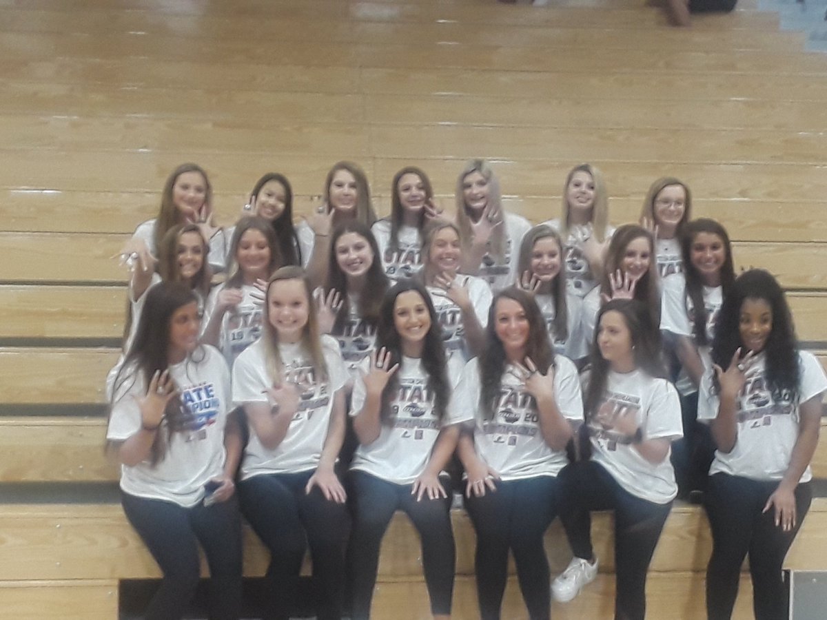BobCarnaroli's tweet photo. Cheer State Champs ...Ring Ceremony before Basketball State Playoff game round 2 vs Burke County. Congrats ladies ..first team State Championship in school history. So proud ..#toocoldtoocold @HsDenmark @DenmarkHS @DenmarkCheer https://t.co/W5YiOHDZJf