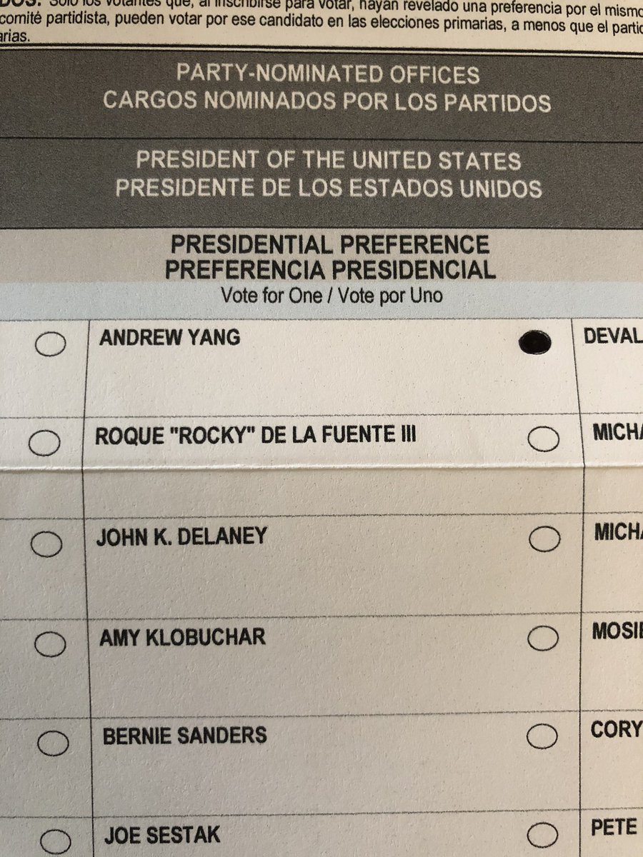 jesyuem's tweet photo. @AndrewYang #StillVotingForYang #CaliforniaForYang #yanggang #ivoted #ubi #AndrewYang π§’ https://t.co/IFl6UihvUz