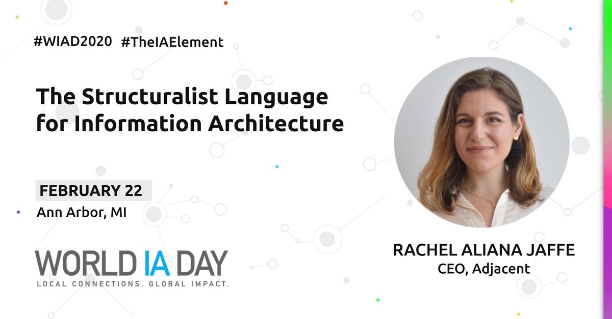 WIAD_AnnArbor's tweet photo. You won't want to miss Rachel Aliana Jaffe (@rachel_jaffe) at #A2WIAD speaking about the language that enables Information Architects to develop shared patterns and uncover vulnerability, power, and innovation.
Less than three days until @WorldIADay! ๐ https://t.co/XWlDWZa7MZ https://t.co/pjzi1NkZ6m