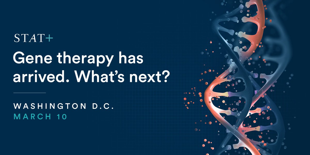 statnews's tweet photo. Join us for our next #STATPlusLive event in DC on March 10, where @matthewherper, @pharmalot, @NicholasFlorko, and @levfacher will discuss gene therapies and whether they will really bring about the revolution in medicine they’ve promised.
Tickets here: https://t.co/rjDtOpQKg0 https://t.co/RvW2tbJ1VN