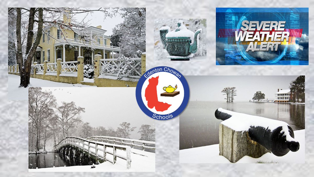 Edenton_Chowan's tweet photo. Edenton-Chowan Schools will dismiss students at 1:00 pm tomorrow, Thursday, February 20th, in anticipation of winter weather arriving late afternoon/early evening. All after school activities will be canceled as well. https://t.co/ha56RB3JHP