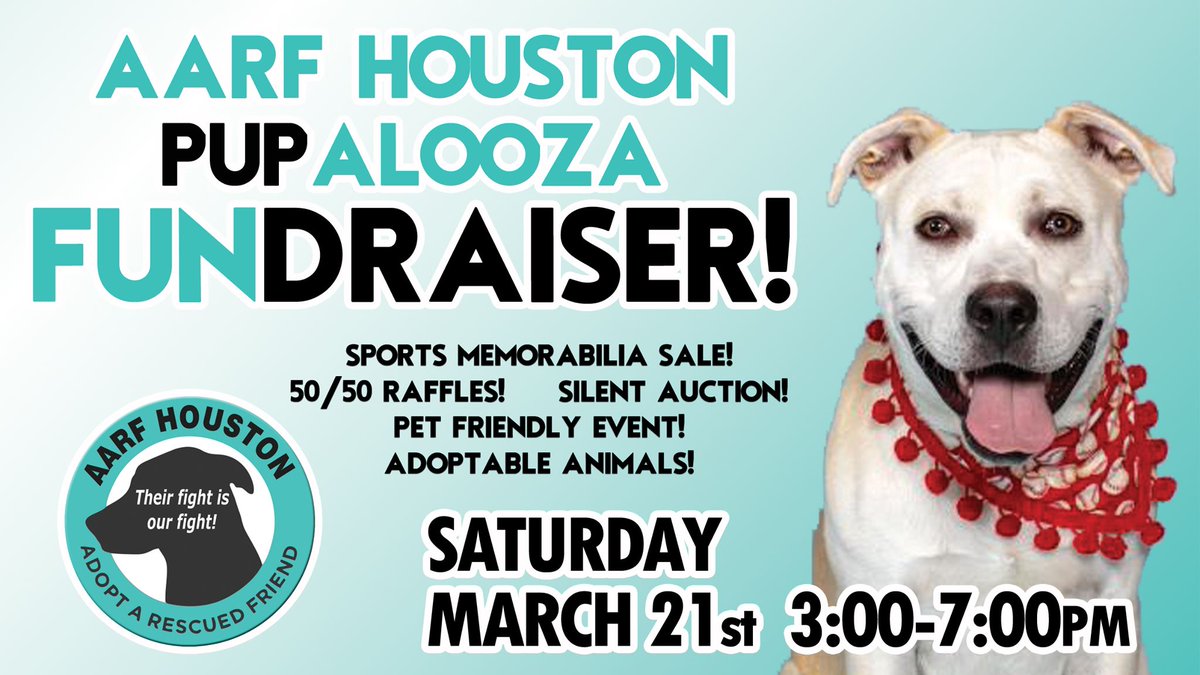 Come out to <a href="/Statssportsbar/">Stats Sports Bar</a> on March 21 for our Pupalooza! We'll have a 50/50 raffle, silent auction, and sports memorabilia sale to help more dogs in need! Come meet some of our adoptables!
#fortheanimals #adoptdontshop #houston #doglover #dog #texas