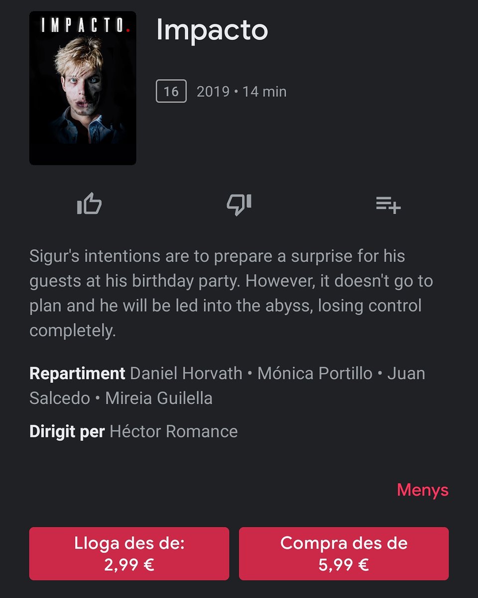 #Impacto  fa un pas de gegant distribuint-se a través de Google Play Video als EUA, UK, Canadà, Austràlia, Nova Zelanda i  Espanya... Una extraordinària notícia que ens permetrà arribar a molt més públic amb el suport de Amazon Prime Video i ara Google
 
Felicitats equip!