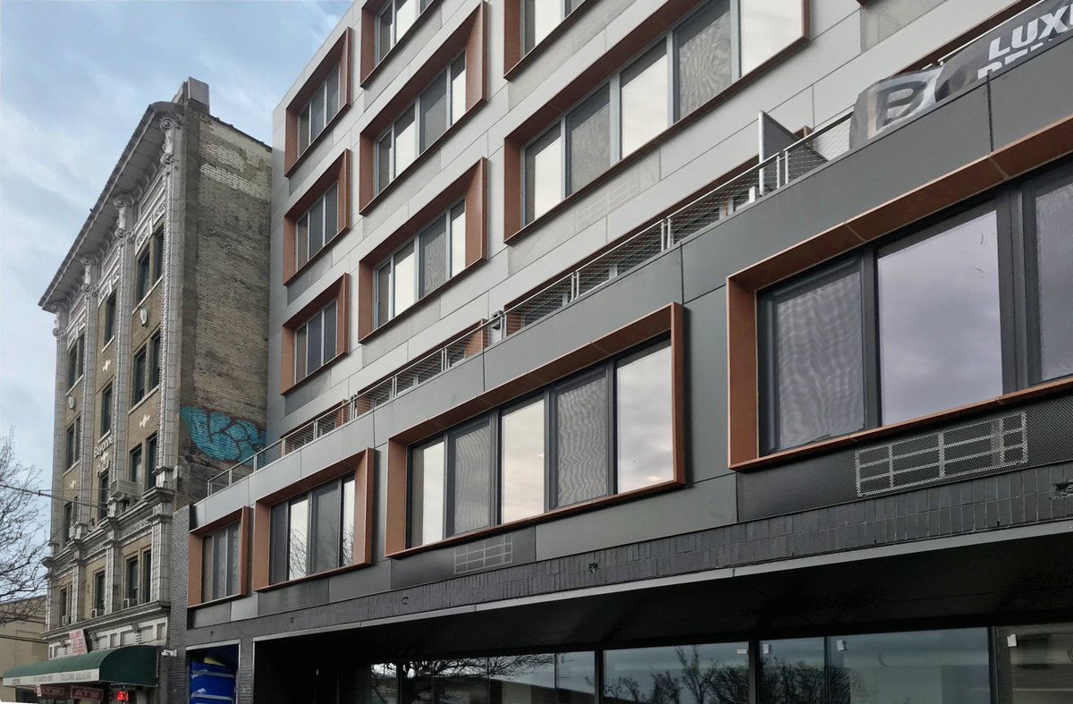 groarchitects's tweet photo. Our new mixed-use building at Broadway and 22nd Street in #Bayonne is nearly complete!  The building contains 72 residential units - a mix of studios, one-, and two-bedrooms; 7,600 square feet of retail space, as well as a gym and other amenities... #BayonneRising https://t.co/hqOfDCgvFL
