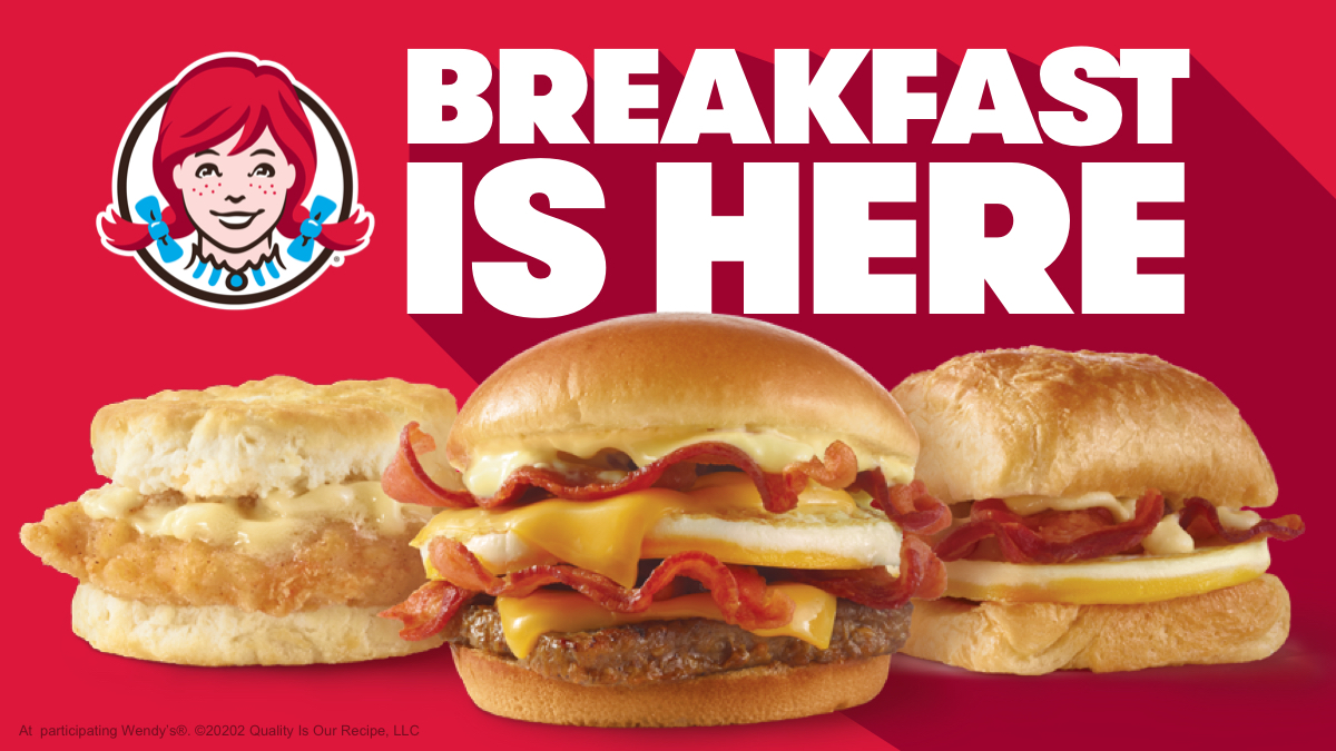 Wendys's tweet photo. @kyle_liebs Just wanted to check in and say WENDY’S BREAKFAST IS FINALLY HERE! See you in the morning. https://t.co/PtkW5V1bEx