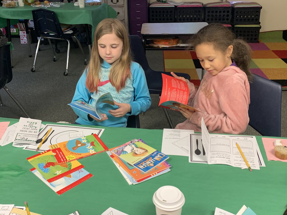 Getting ready for our new book club unit by visiting “Starbooks”. We had so much fun learning about different series books and can’t wait to try out some new ones! Thanks <a href="/Starbucks/">Starbucks</a> for donating the cups! #proud2bFSES