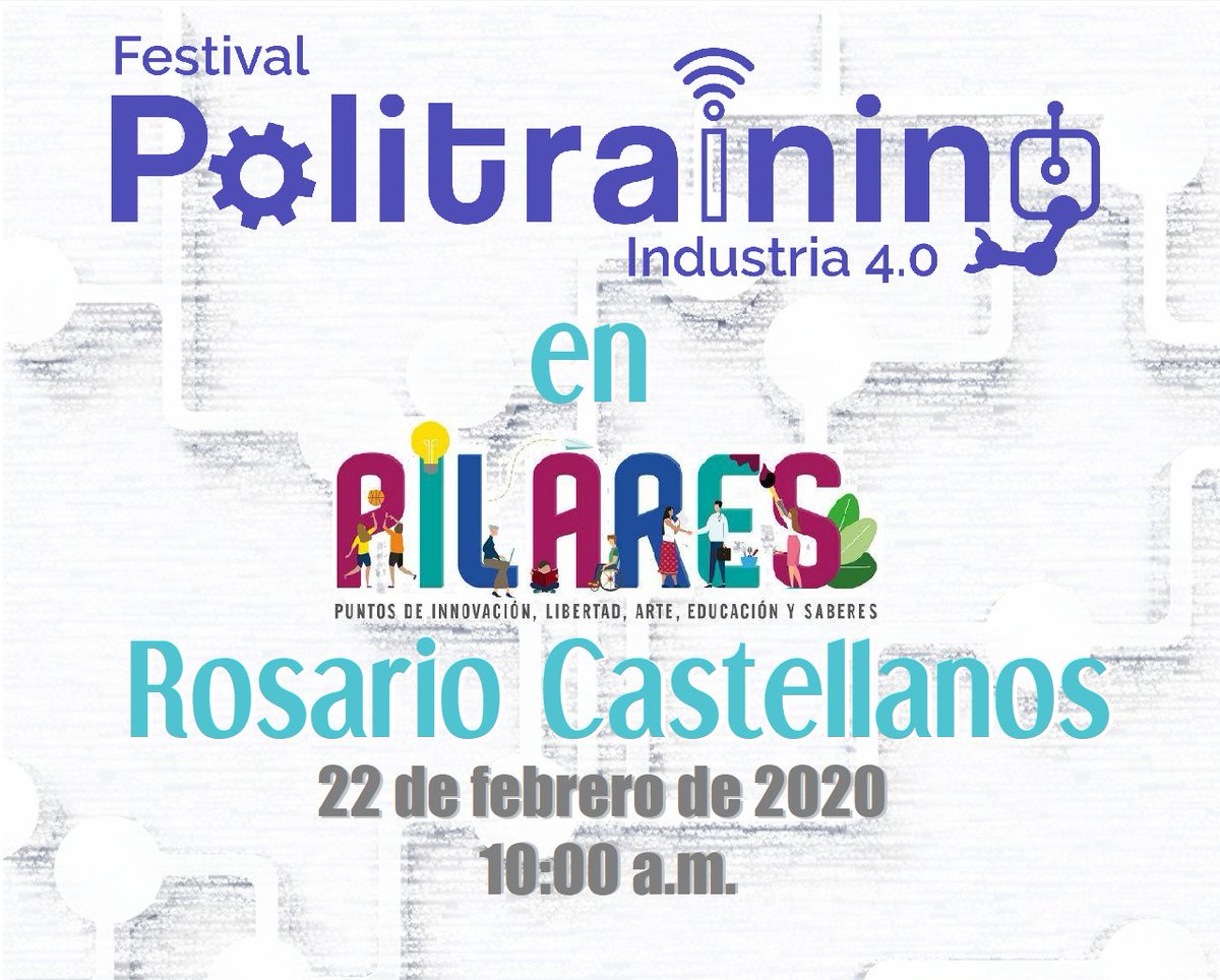 politraining's tweet photo. ⏰#Politraining en #PILARES Rosario Castellanos, 22 de febrero de 2020, 10:00 am⏰
Talleres GRATUITOS de 🤖 #Robótica 🤖 para niños y jóvenes de 10 a 29 años.
🖥️ Inscríbete en https://t.co/u9C3lkmZz4
@Upiita_Ipn @IPN_MX @SECTEI_CDMX @Claudiashein @CanalOnceTV @tveducativamx https://t.co/AUzYVFt5kP