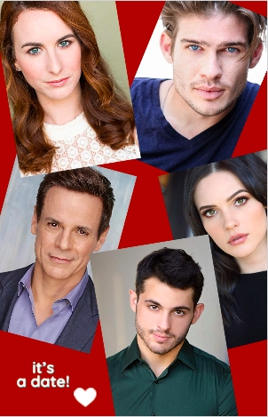 RoomAcross's tweet photo. : Talk about a match! 

Swipe right on our talented, stunning cast:
@WTylerJohnson as Chance
@caitfairbanks as Callie
@ktatertot  as Alex
@ZachTinker as Ben
and @CJLeBlanc as the Waiter (read: "as Himself")

We'll be honest, they might be out of our league... https://t.co/Xy34JJhpRz