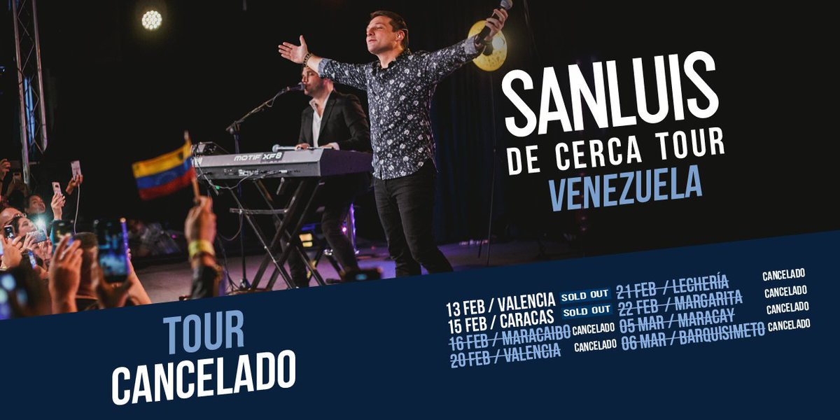 SanLuisOficial's tweet photo. Es imposible tratar de explicar la tristeza que nos causa no poder estar con Ustedes y cantarles mirándolos a los ojos. Las autoridades del SENIAT han clausurado los locales donde nos presentaríamos con nuestro #DECERCATOUR en Venezuela >>> https://t.co/RGGDPnUm6K https://t.co/DOzMNTvtX3