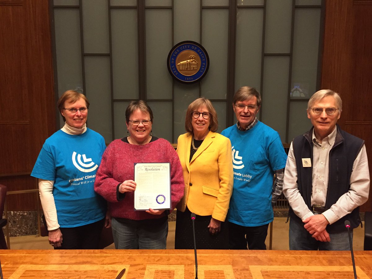 Thrilled that the Saint Paul city council, led by <a href="/janeprinceW7/">Jane Prince</a>, unanimously passed a resolution endorsing the Energy Innovation and Carbon Dividend Act!