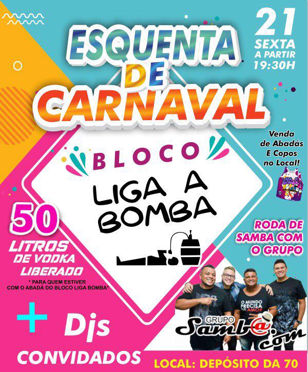 leonantw's tweet photo. O primeiro foi sucesso, e esse não será diferente, sexta feira dia 21 de fevereiro, às 19:30 lá no depósito da 70. 
 Não fique de fora dessa, 50 litros de vodka e energético liberado CARNAVAL 2020 é liga bomba pra cacete. ⛽💣

#LigaBombaObloco https://t.co/ztuM2dHmCi