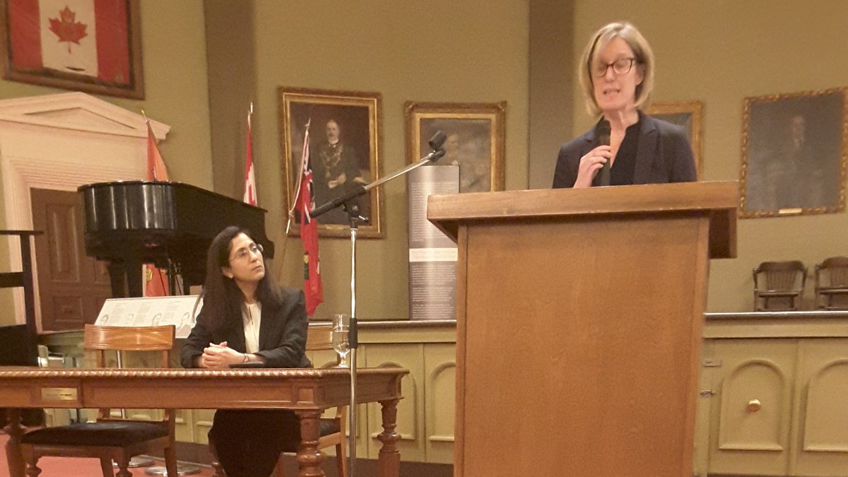 Rajni Dogra and Kathy Patterson from St. Lawrence College speaking to the importance of densification in downtown. #ygk