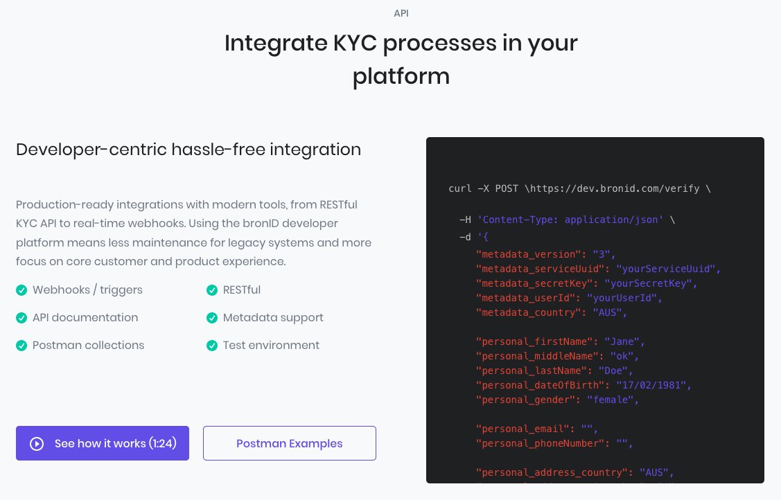 bronID_Global's tweet photo. We’ve just started a developer walkthrough for integrating the #bronID #KYC / #KYB #API for your #AML / #CTF #compliance obligations.

Check it out now!

https://t.co/33TcCg3k8E https://t.co/8WN2AUVM1x