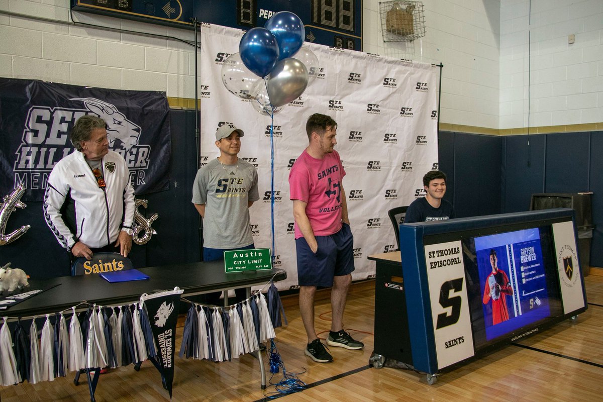 Congratulations to Greyson Brewer who signed to play for the <a href="/SEUMCsoccer/">St. Edward’s Hilltoppers S.C.</a> <a href="/SEUAthletics/">St. Edward's Hilltoppers</a> St. Edward's University Athletics soccer team in the fall. Greyson is one of four <a href="/STE_Saints/">stesaints</a> <a href="/STE_Houston/">STE_Houston</a> seniors who’ll play collegiate soccer ⚽️ in the fall! #BeSTE #Soccer 🥅