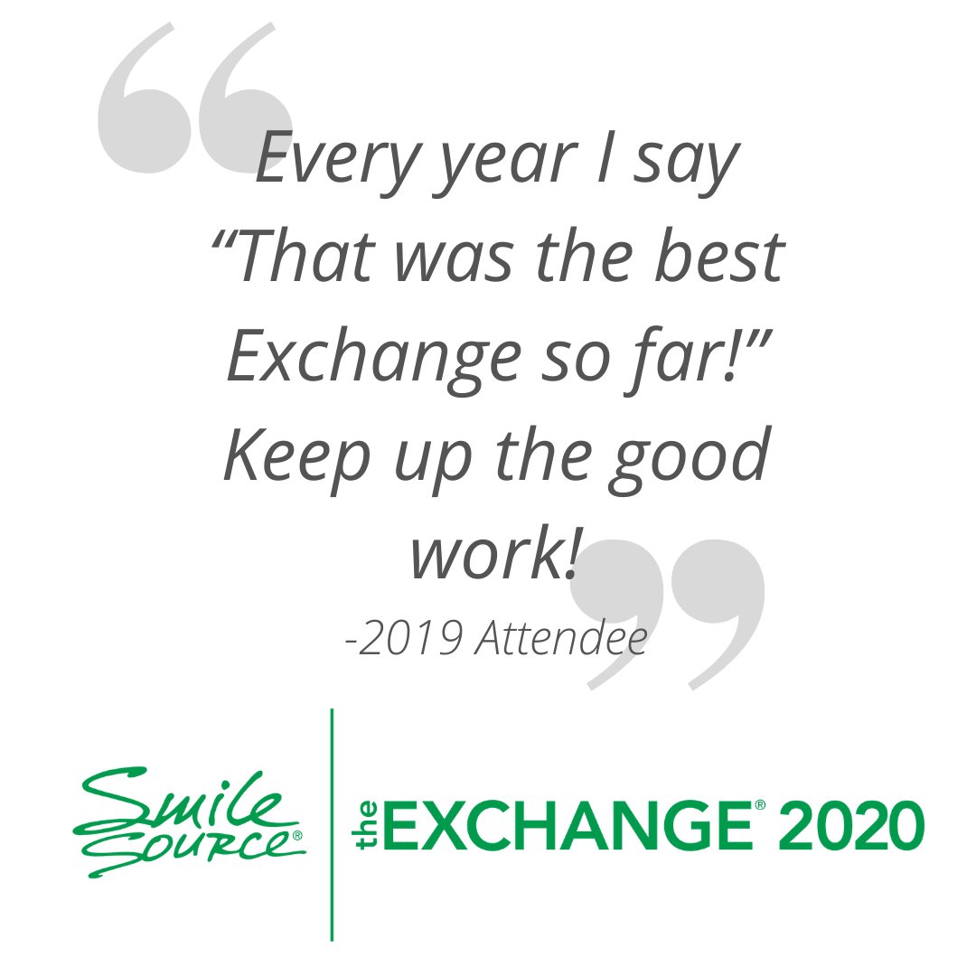 SmileSourceLP's tweet photo. Exchange is our largest education event of the year and welcomes over 700 dental professionals to share ideas and experiences. Register at https://t.co/tLRxJRJbXb https://t.co/IQxD2MdW2U
